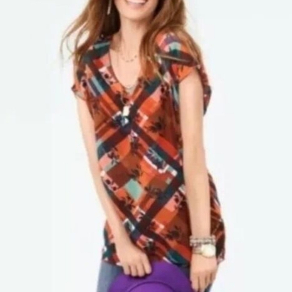 CAbi Zadie Lattice Plaid 2 piece Cami & Top Style # 3773